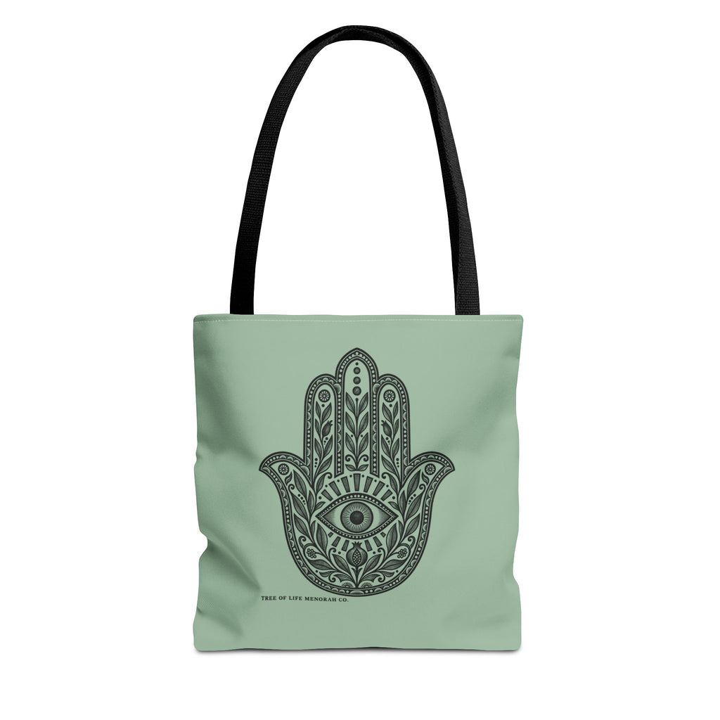Hamsa Hand Tote Bag — Boho Spiritual Evil Eye Canvas Tote