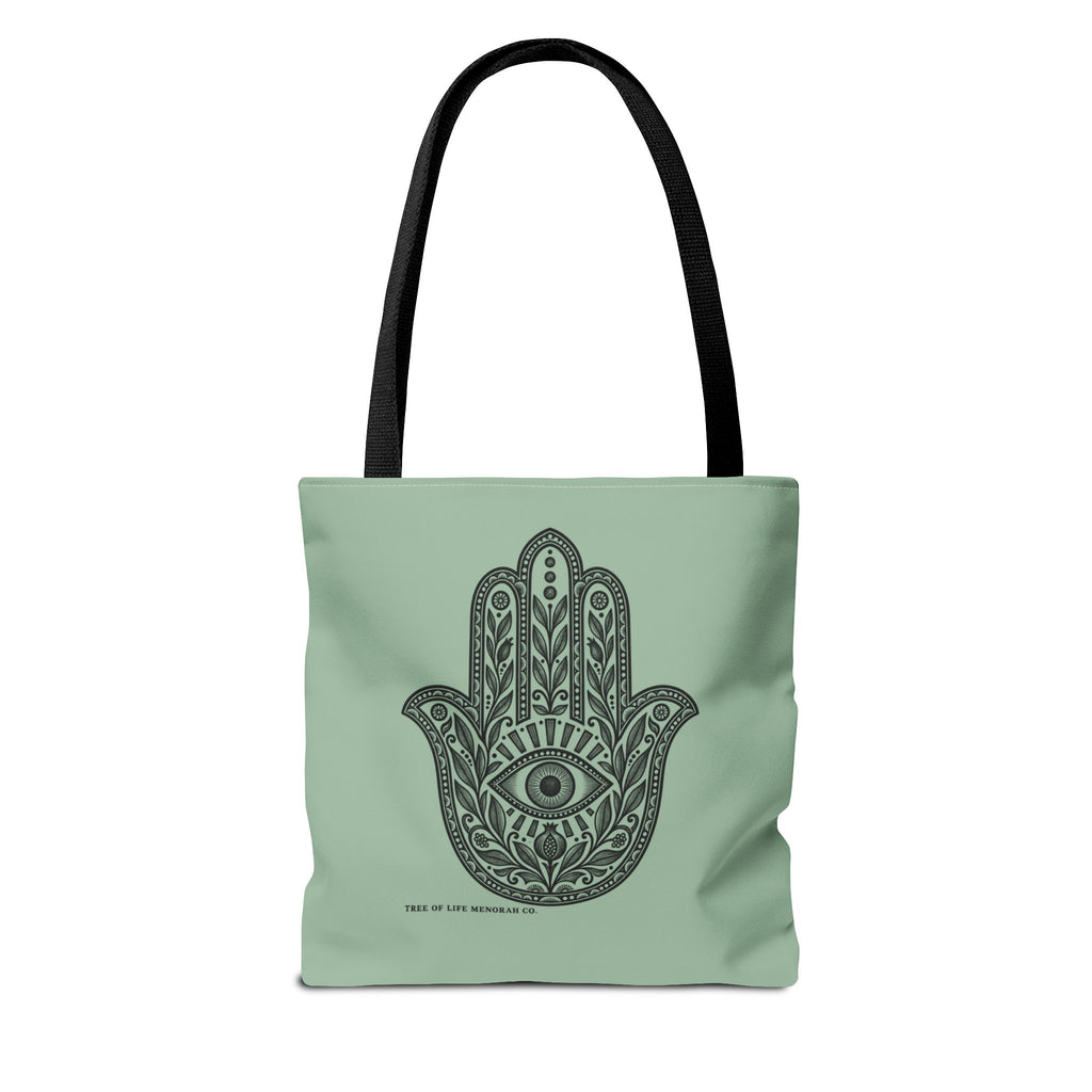 Hamsa Hand Tote Bag — Boho Spiritual Evil Eye Canvas Tote