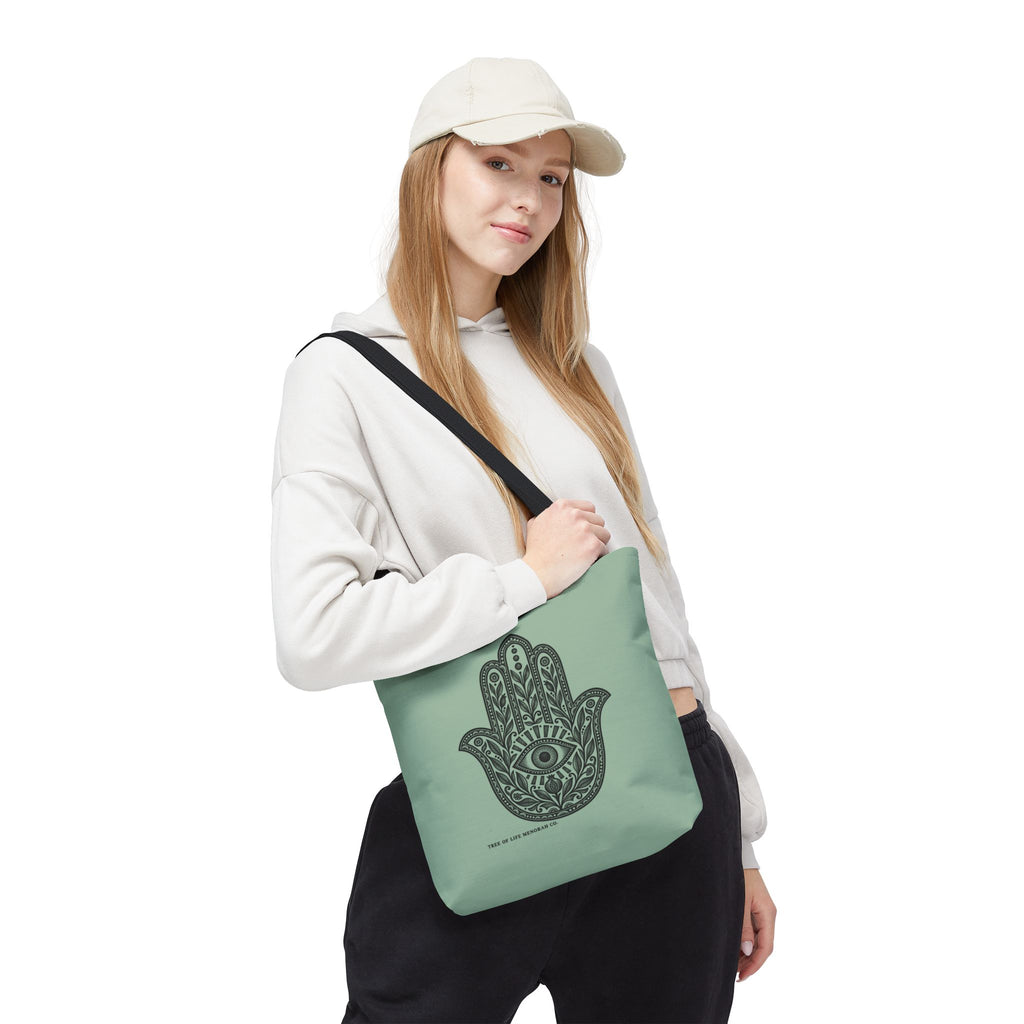 Hamsa Hand Tote Bag — Boho Spiritual Evil Eye Canvas Tote