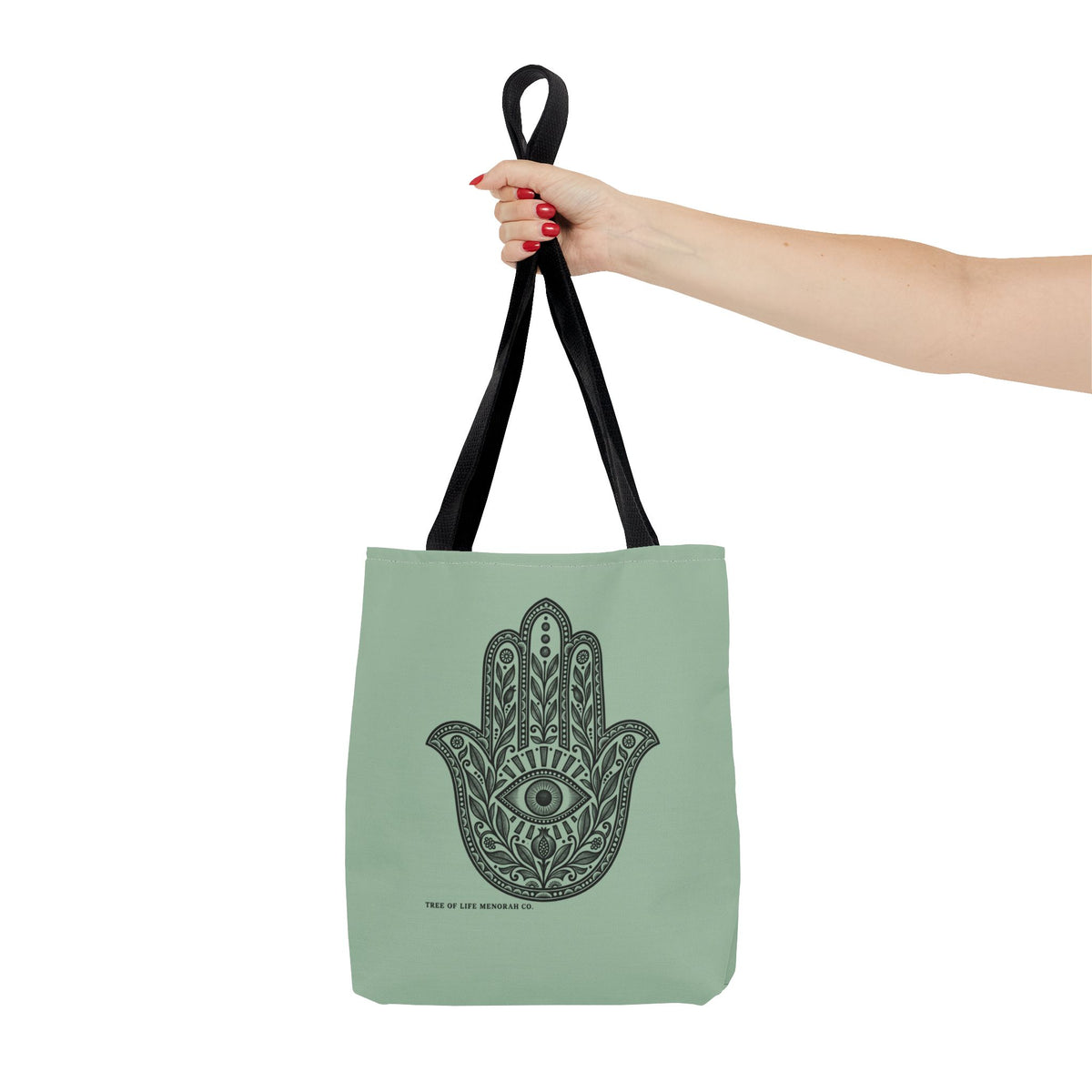 Hamsa Hand Tote Bag — Boho Spiritual Evil Eye Canvas Tote