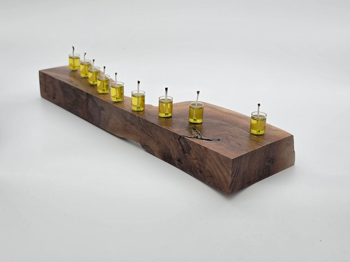 The Naturalist Collection — No. 002 | One-of-a-Kind Handcrafted Live-Edge Walnut Oil Menorah