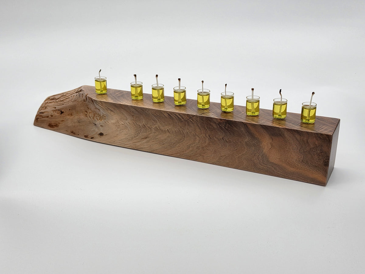 The Naturalist Collection — No. 006 | One-of-a-Kind Handcrafted Live-Edge Walnut Oil Menorah