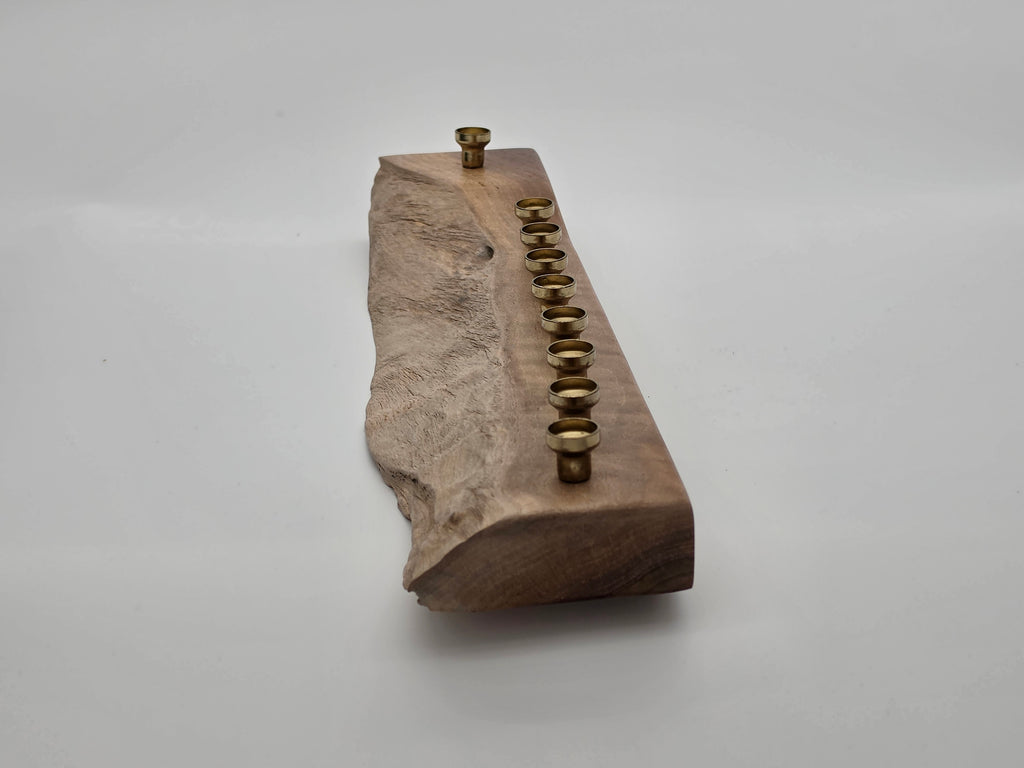The Naturalist Collection — No. 003 | One-of-a-Kind Handcrafted Live-Edge Walnut Oil Menorah