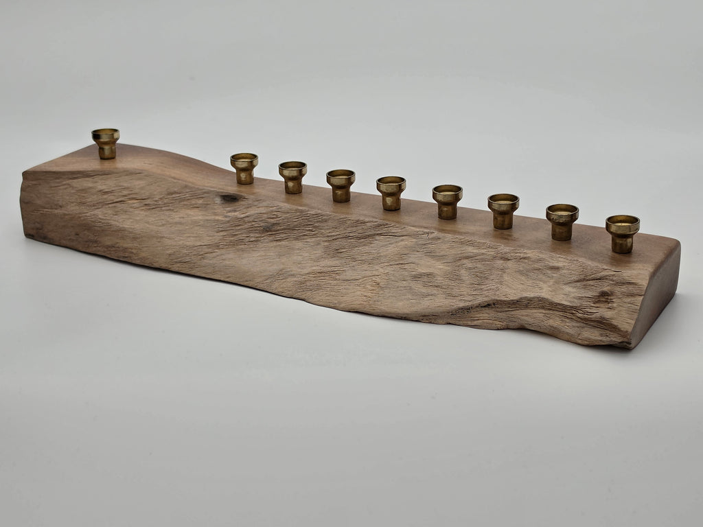 The Naturalist Collection — No. 003 | One-of-a-Kind Handcrafted Live-Edge Walnut Oil Menorah