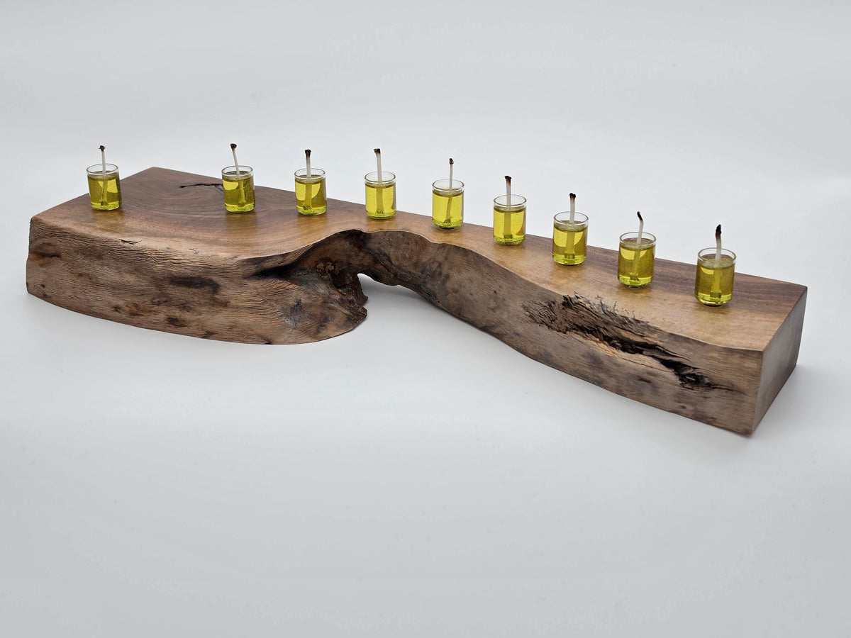 The Naturalist Collection — No. 002 | One-of-a-Kind Handcrafted Live-Edge Walnut Oil Menorah