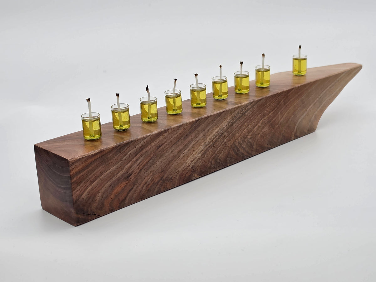 The Naturalist Collection — No. 005| One-of-a-Kind Handcrafted Live-Edge Walnut Oil Menorah