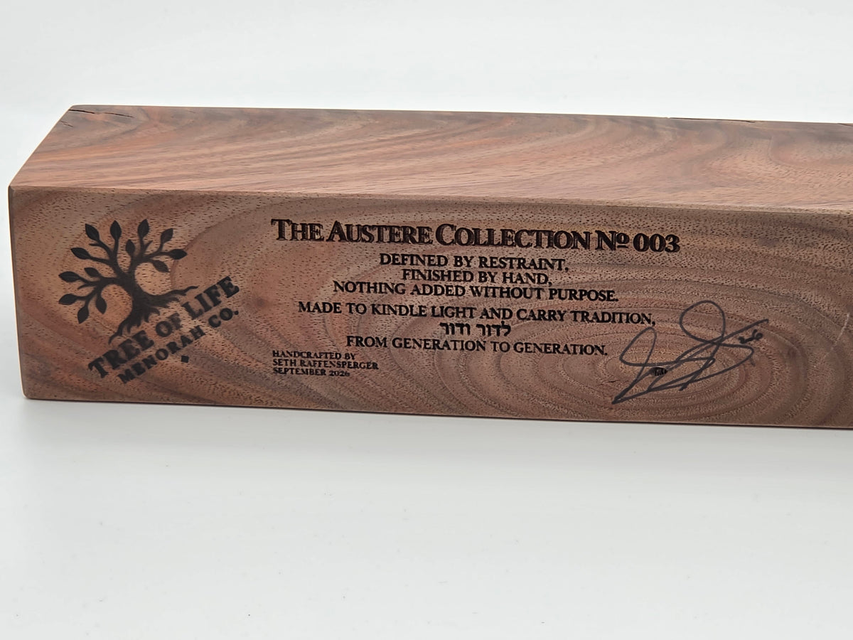 The Austere Collection Nº 003 | One-of-a-Kind Handcrafted Walnut Menorah