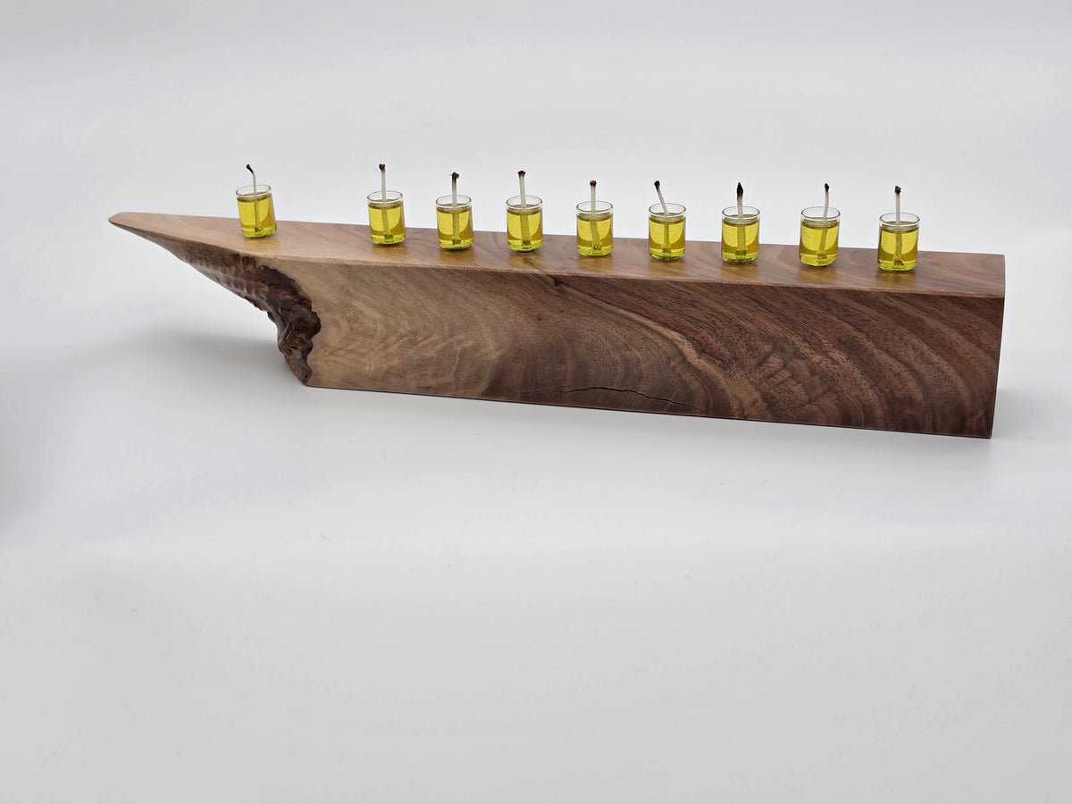 The Naturalist Collection — No. 005| One-of-a-Kind Handcrafted Live-Edge Walnut Oil Menorah