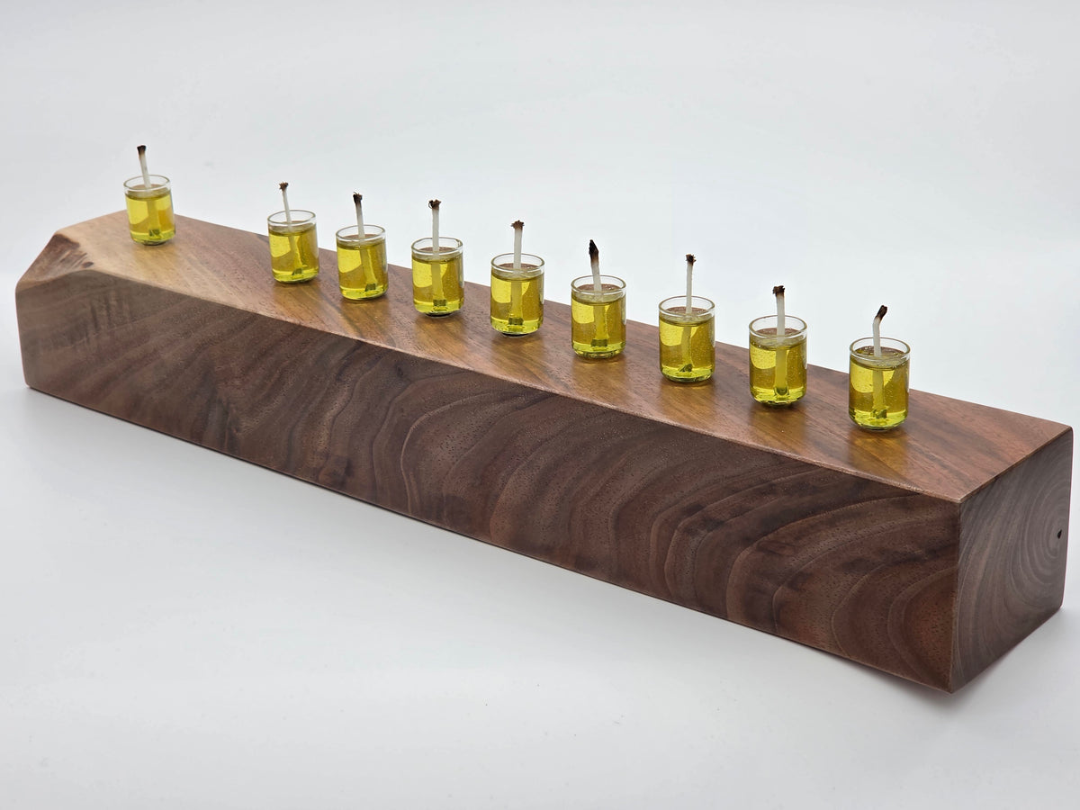 The Naturalist Collection — No. 004 | One-of-a-Kind Handcrafted Restrained Live-Edge Walnut Oil Menorah
