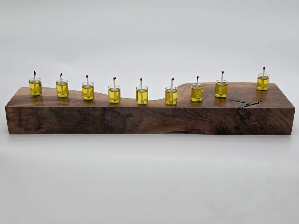 The Naturalist Collection — No. 002 | One-of-a-Kind Handcrafted Live-Edge Walnut Oil Menorah