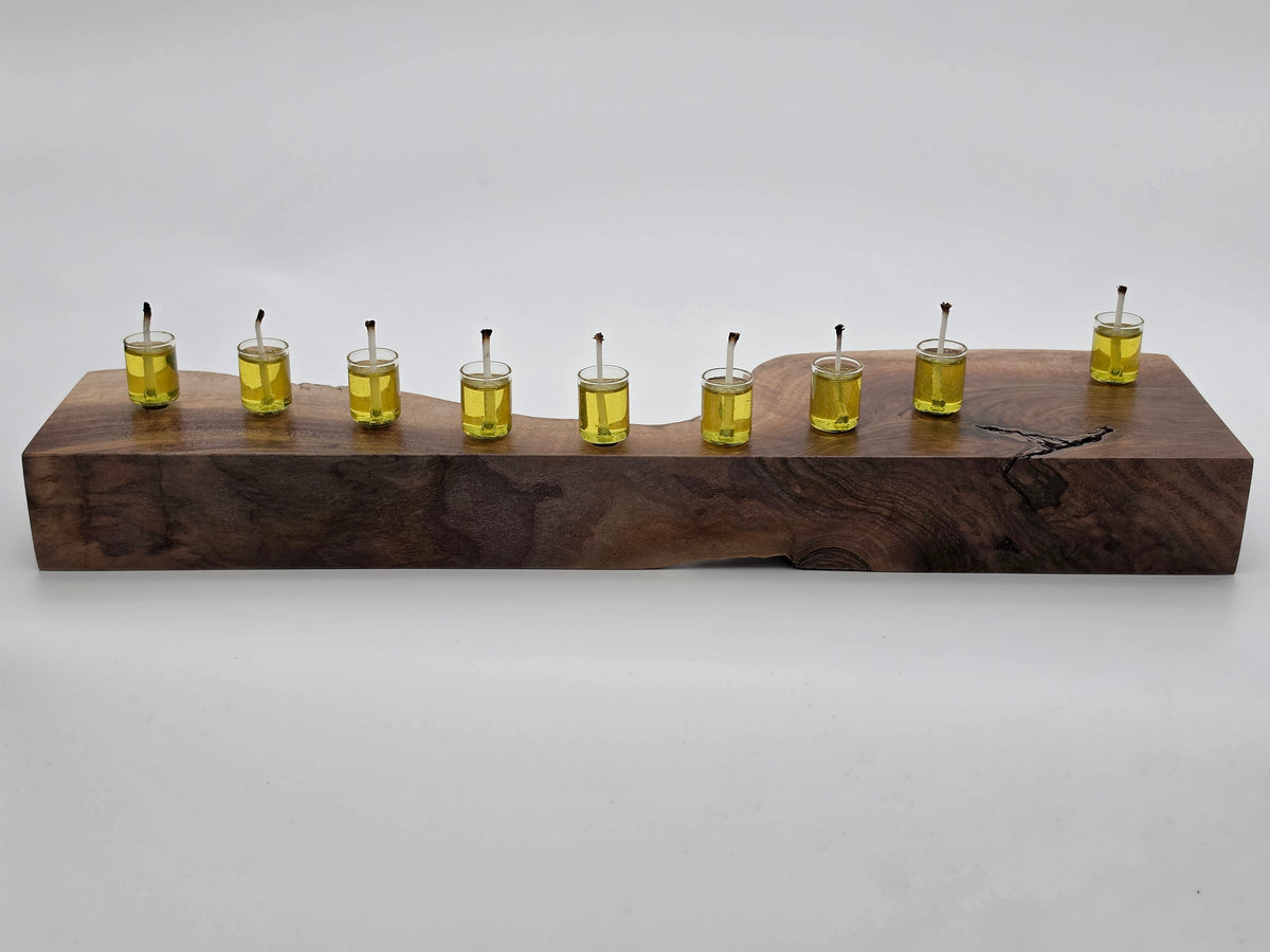 The Naturalist Collection — No. 002 | One-of-a-Kind Handcrafted Live-Edge Walnut Oil Menorah