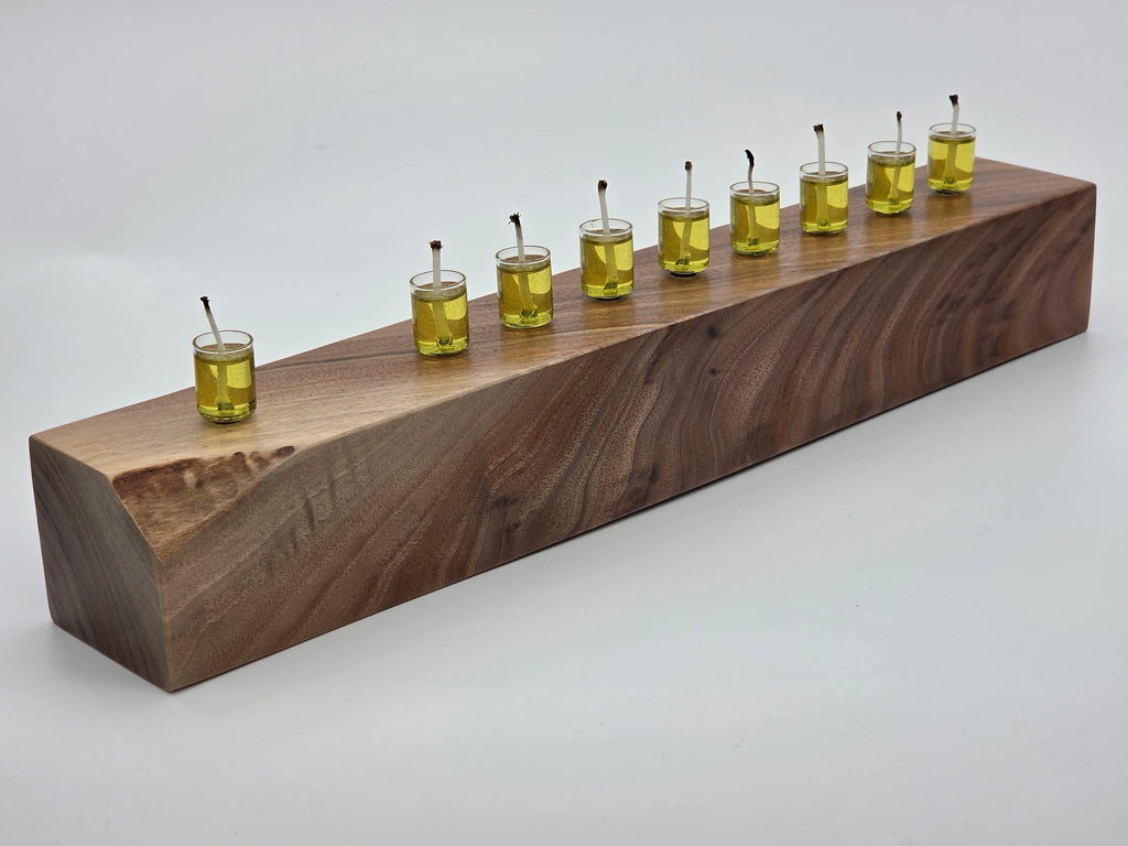 The Naturalist Collection — No. 004 | One-of-a-Kind Handcrafted Restrained Live-Edge Walnut Oil Menorah