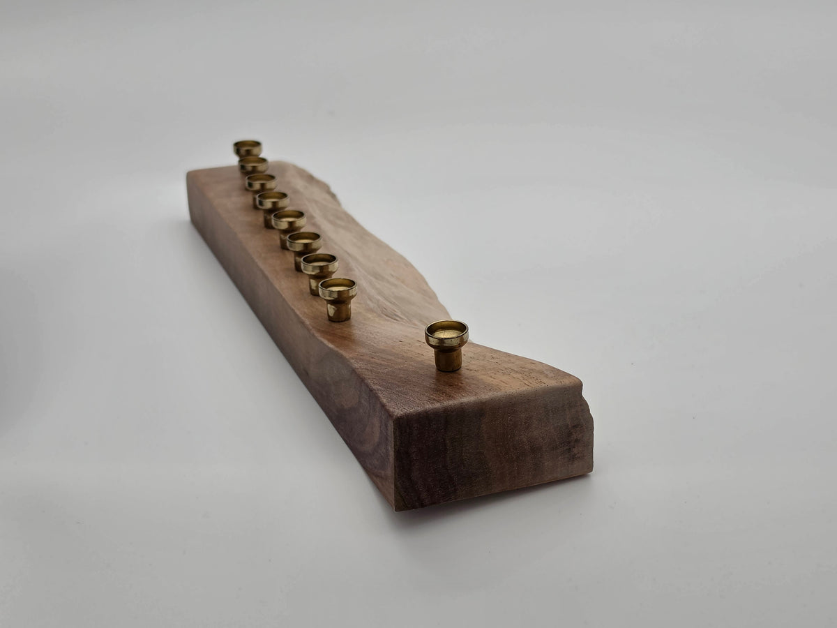The Naturalist Collection — No. 003 | One-of-a-Kind Handcrafted Live-Edge Walnut Oil Menorah