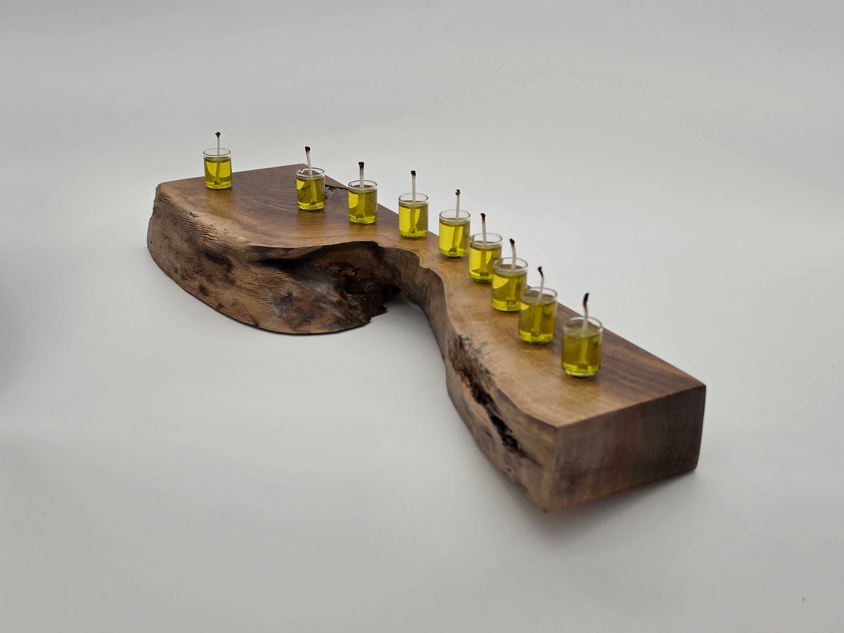 The Naturalist Collection — No. 002 | One-of-a-Kind Handcrafted Live-Edge Walnut Oil Menorah