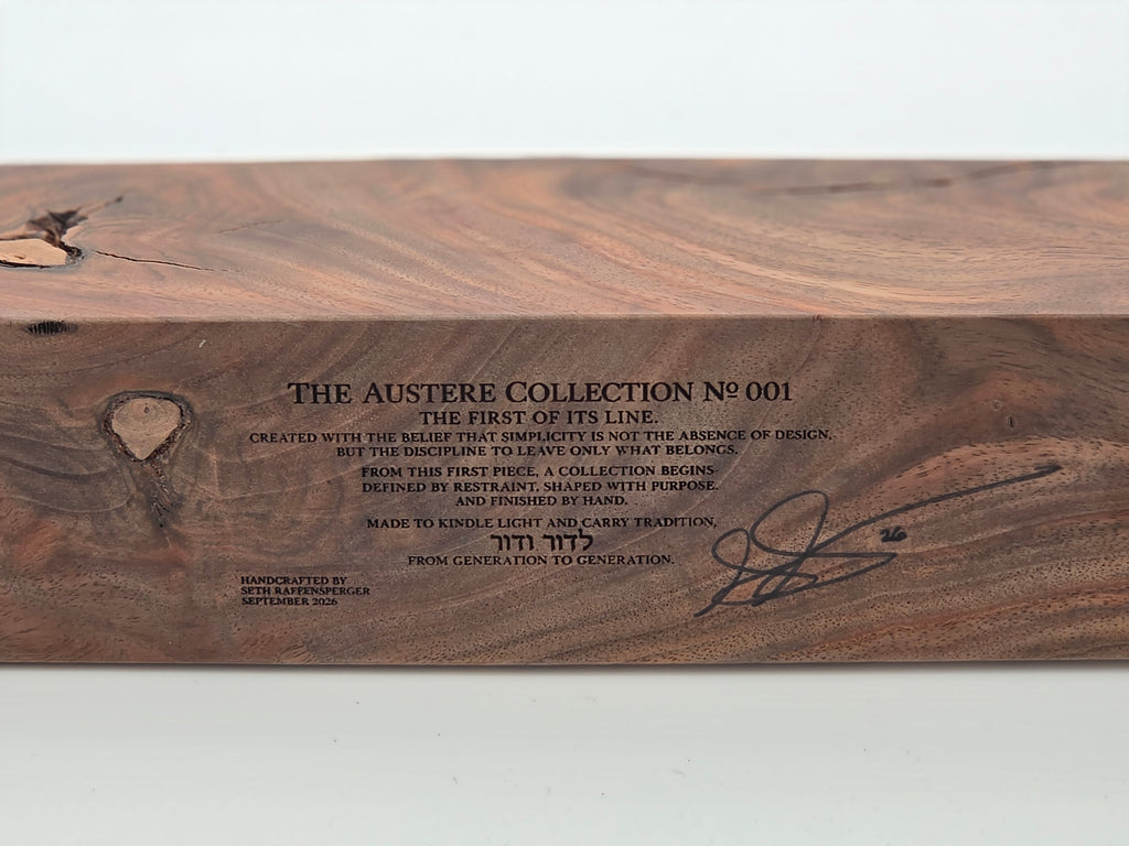 The Austere Collection Nº 001 | The First of Its Line | Handcrafted Walnut Menorah