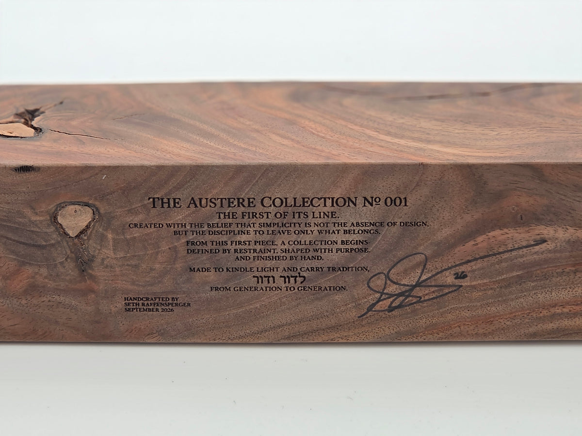 The Austere Collection Nº 001 | The First of Its Line | Handcrafted Walnut Menorah